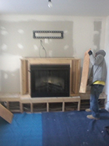 Faux stone fireplace